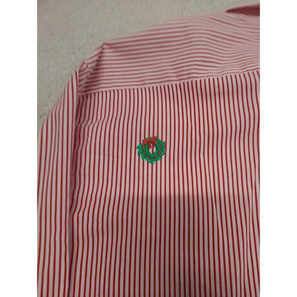 Mili Designs Button Up Shirt Women's M Red Striped Christmas Embroidered - Picture 13 of 15